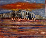 Le Havre, port de plaisance, huile au couteau, 46x55cm, valeur r&eacute;elle 260 euros
