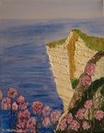 Etretat, fleurs de falaise, huile sur ch&acirc;ssis entoil&eacute; coton, VENDU